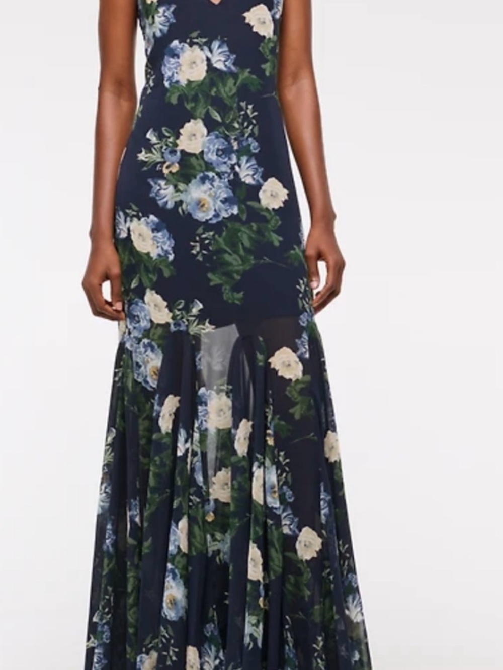 Abercrombie & Fitch Navy Floral V‑Neck Maxi Dress NWT